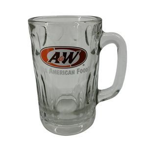 A & W Root Beer ALL AMERICAN FOOD 5 3/4" Heavy Clear Glass Mug 1995 Logo 0781